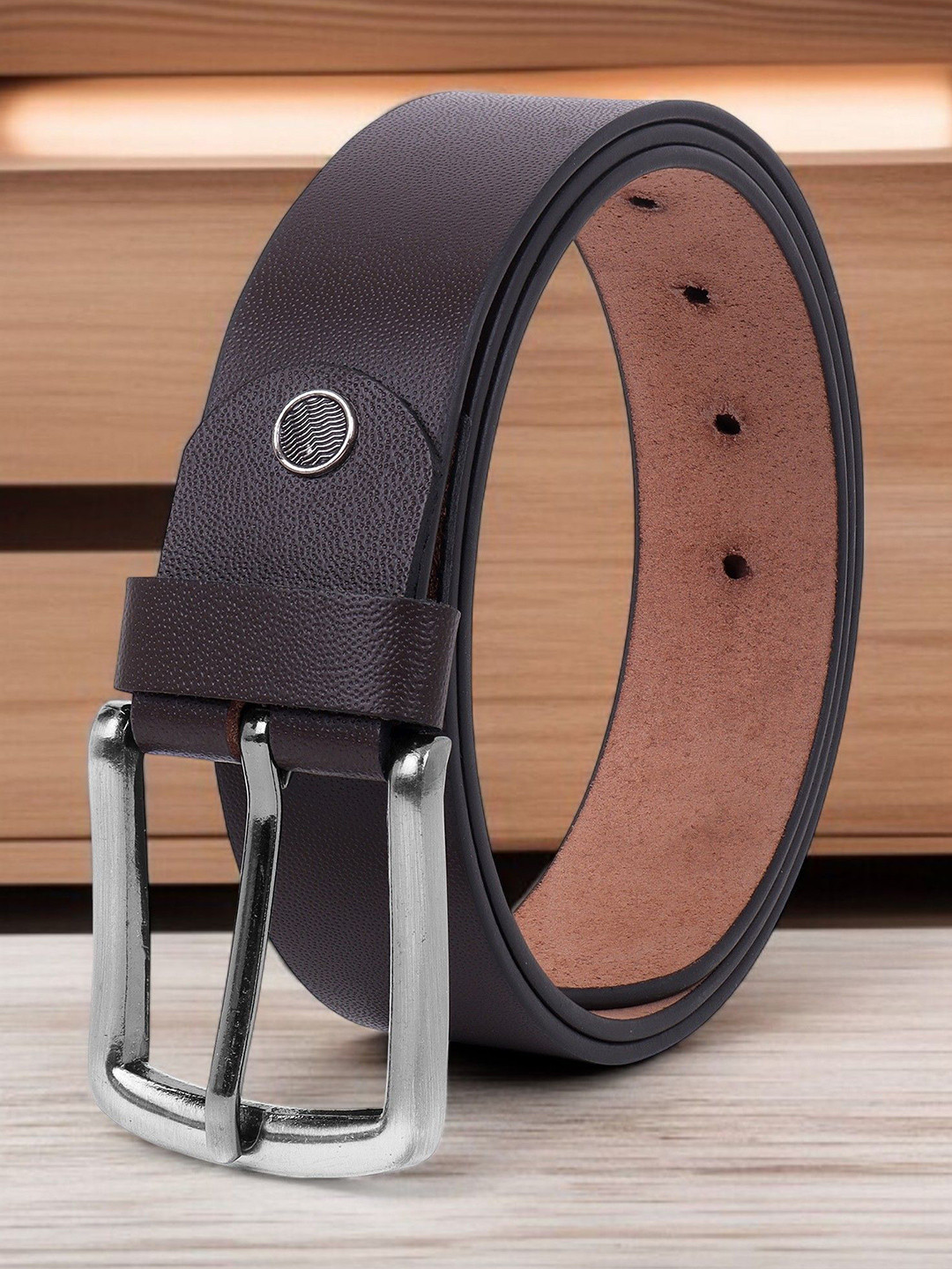 The Roadster Lifestyle Co.Men Leather Textured Formal Tang Closure Belts