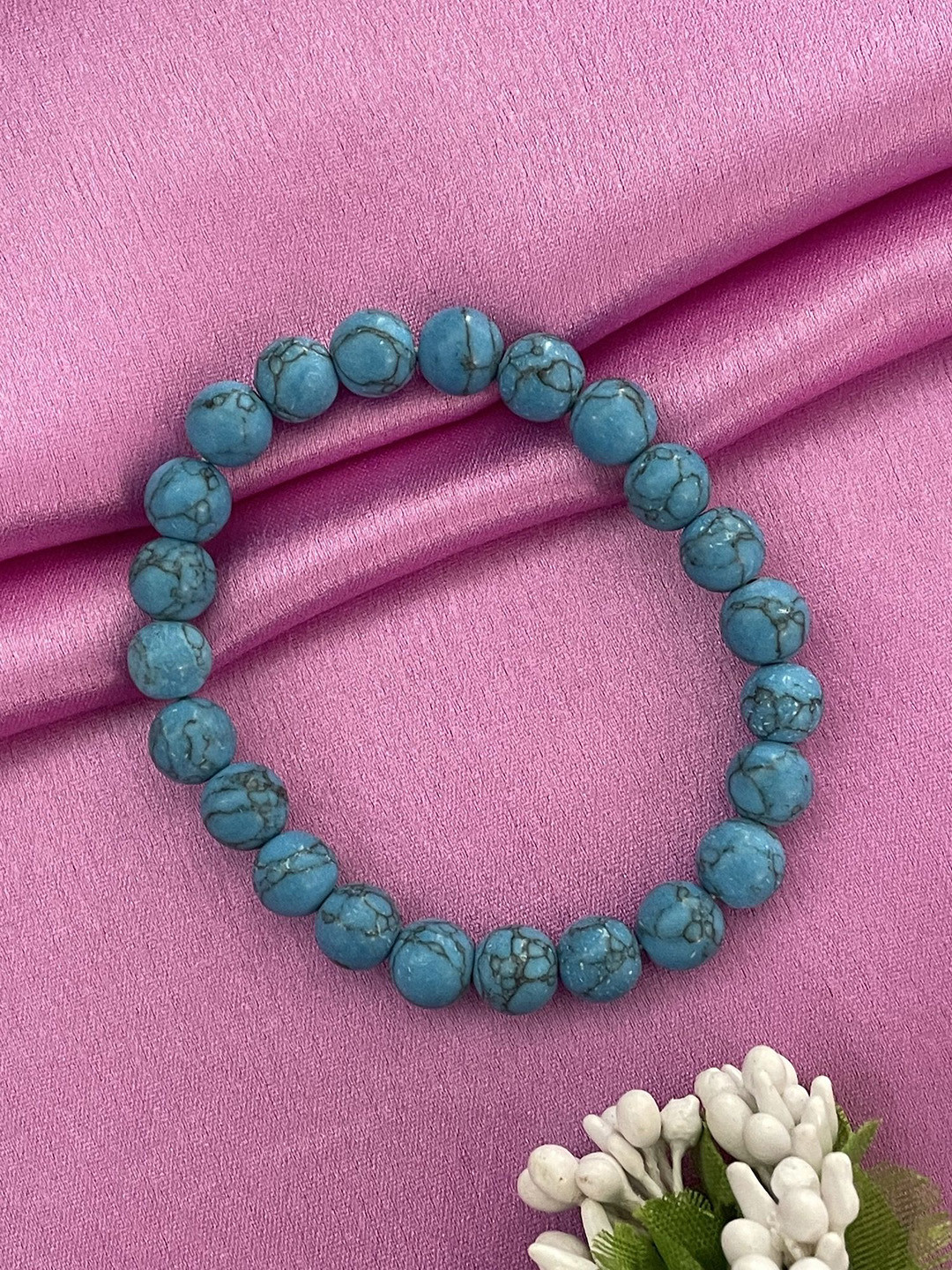 Digital Dress Room Men Turquoise Beaded Elasticated Bracelet