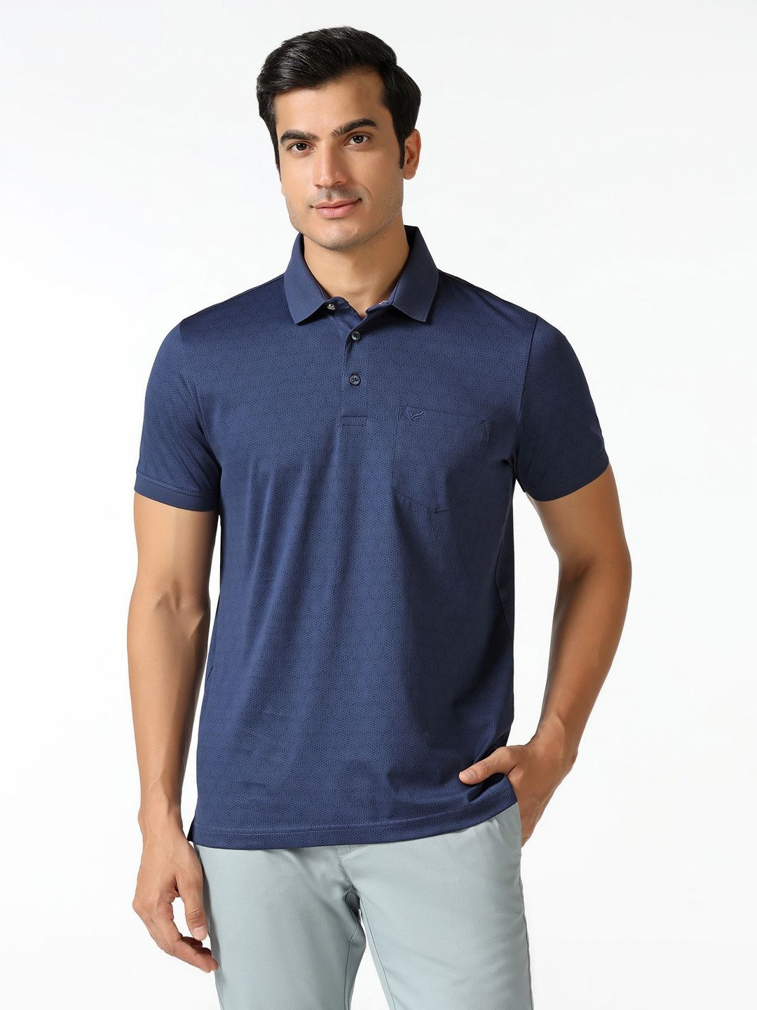 Blackberrys Geometric Printed Polo Collar Slim Fit Giza Cotton T-Shirt