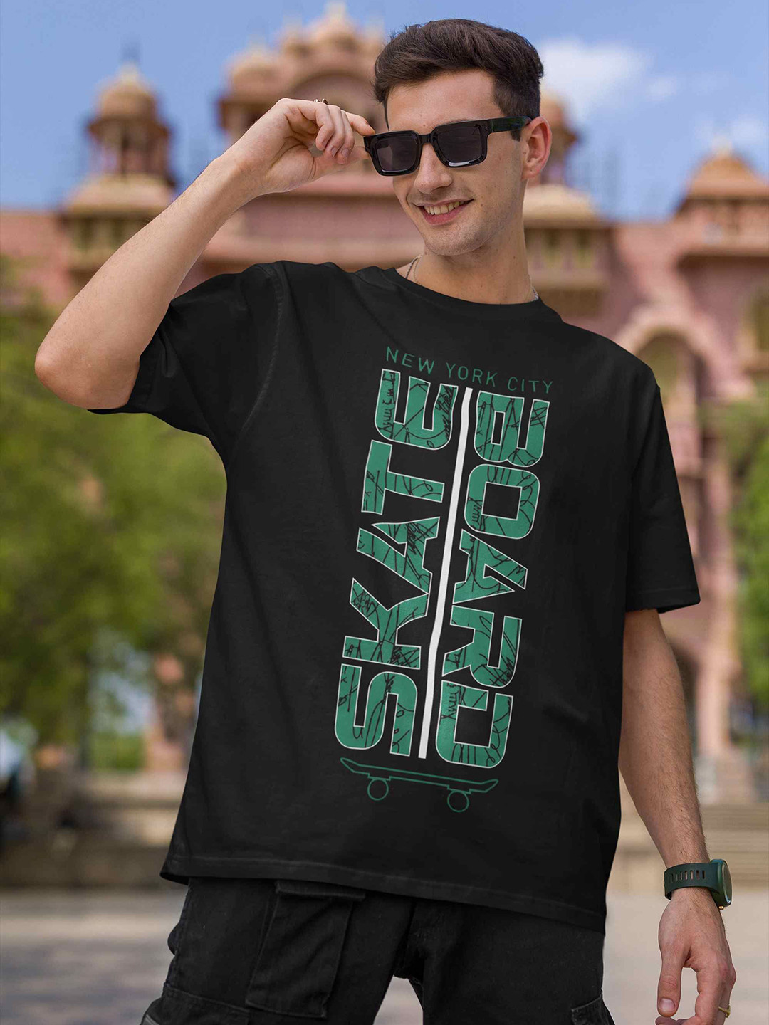 Hatke Trends Oversized Typography Printed Round Neck Cotton T-Shirt