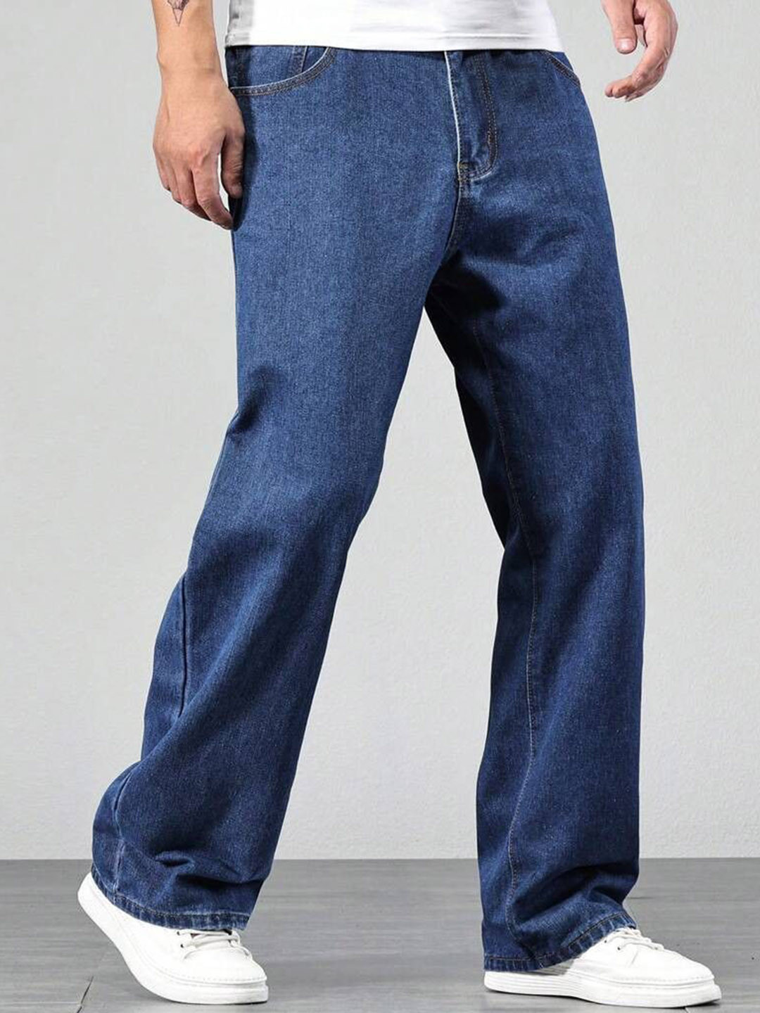 DENIMLOOK Men Baggy Fit Mid-Rise Stretchable Jeans