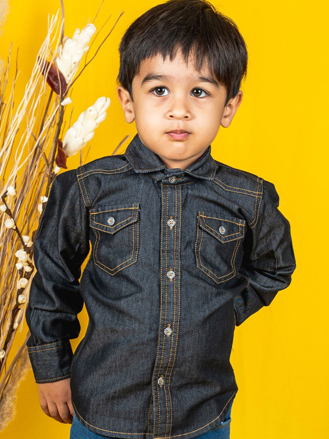 Polka Tots Boys Long Sleeves Pure Cotton Denim Shirt