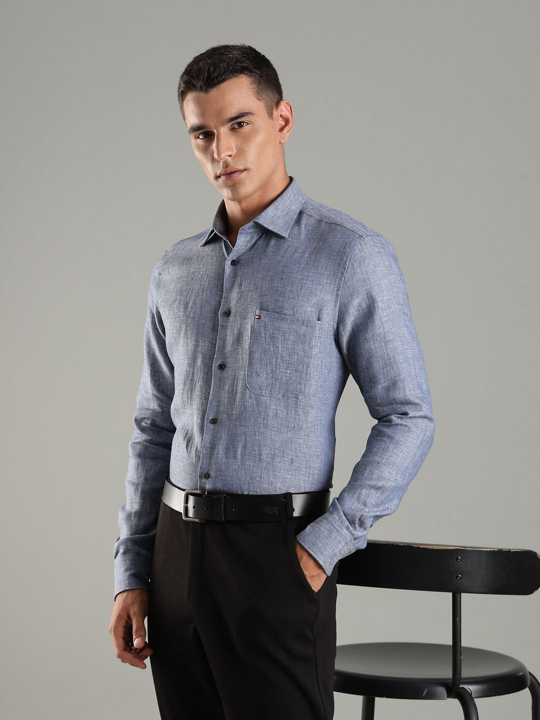 Tommy Hilfiger Europe Spread Collar Linen Formal Shirt