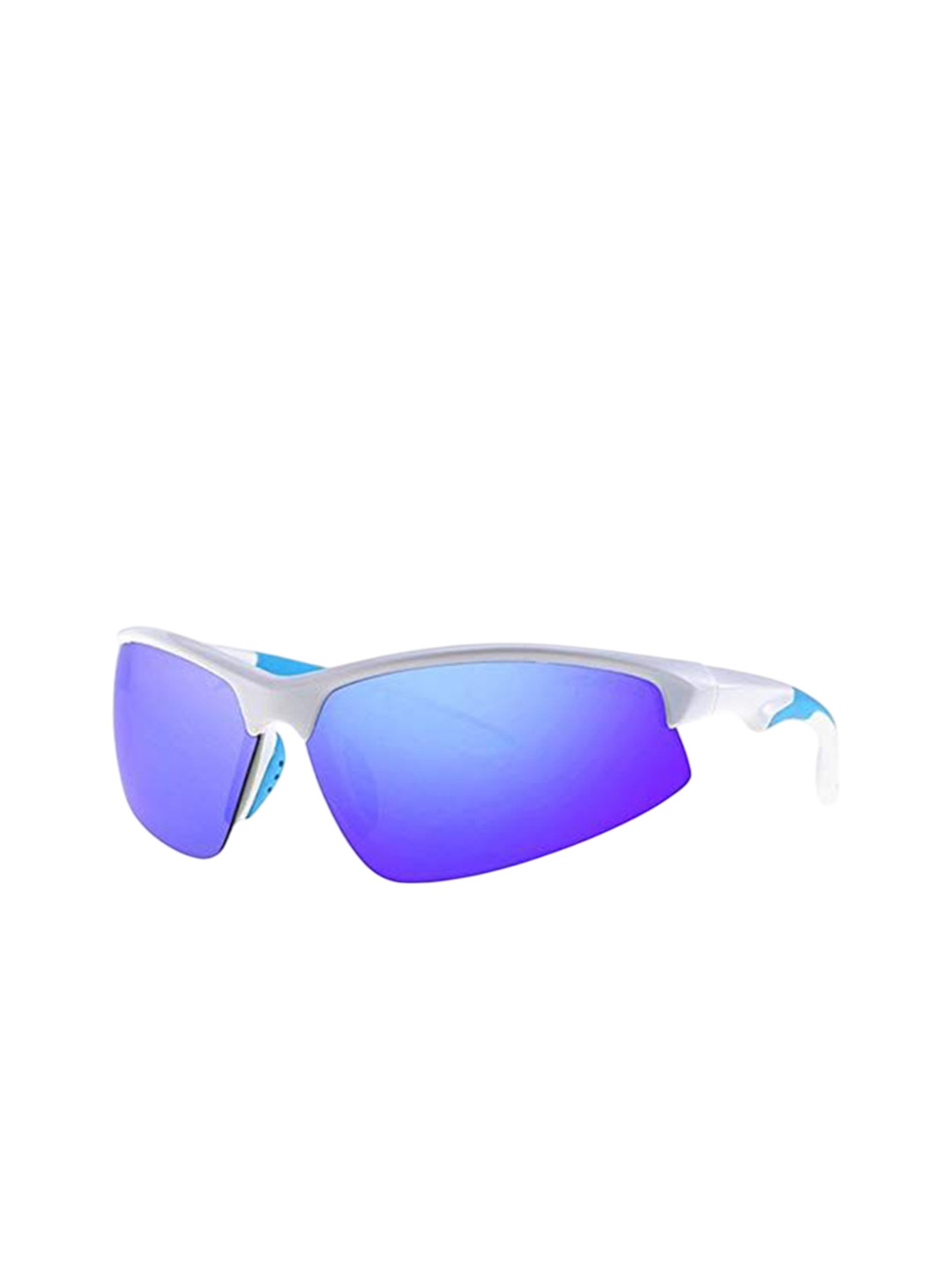 AUGEN Unisex Blue Lens & White Cateye Sunglasses with UV Protected Lens VI-SG-SP8001-C3