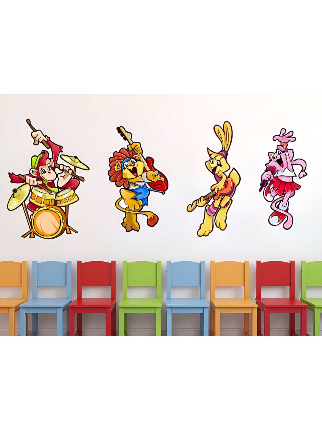 LANSTICK Red & Yellow Cartoon Dance Printed Waterproof Wallpaper