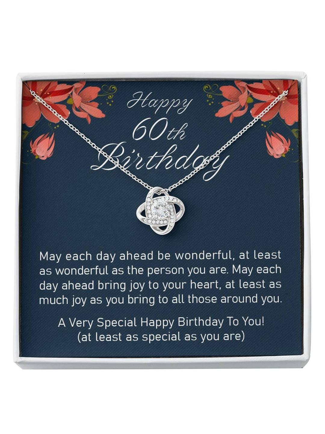 Sterling Silver Gift Grandmother Necklace, Happy 60th Birthday, Gift For Grandma Love Knot Necklace