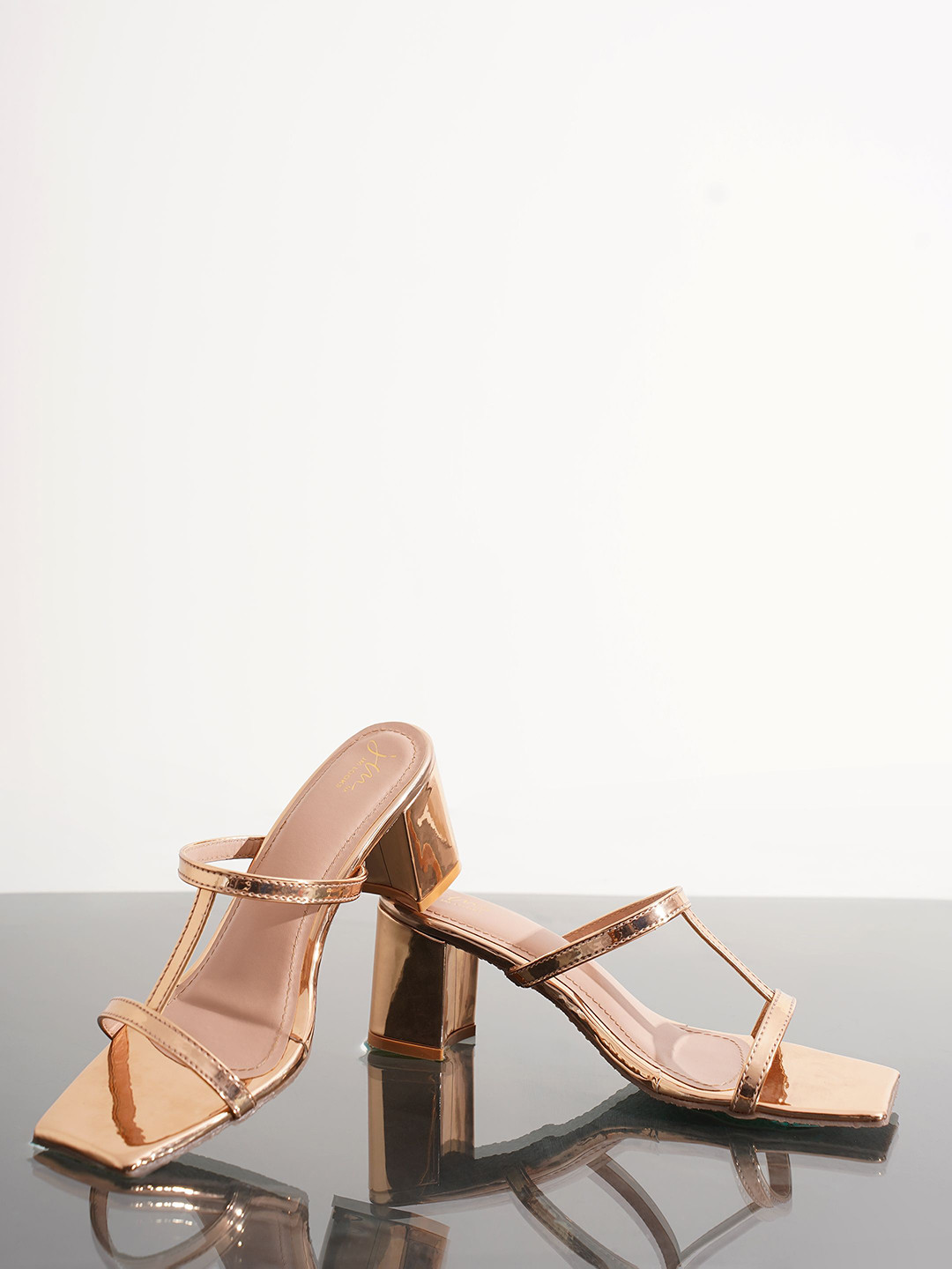 JM Looks Women T-Strap Chunky Block Heel Sandals