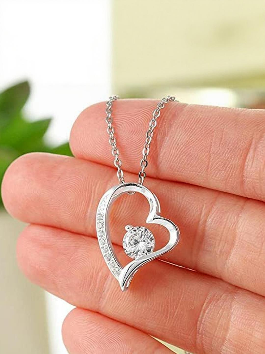 Rakva Sterling Silver Heart Silver-Plated Chain