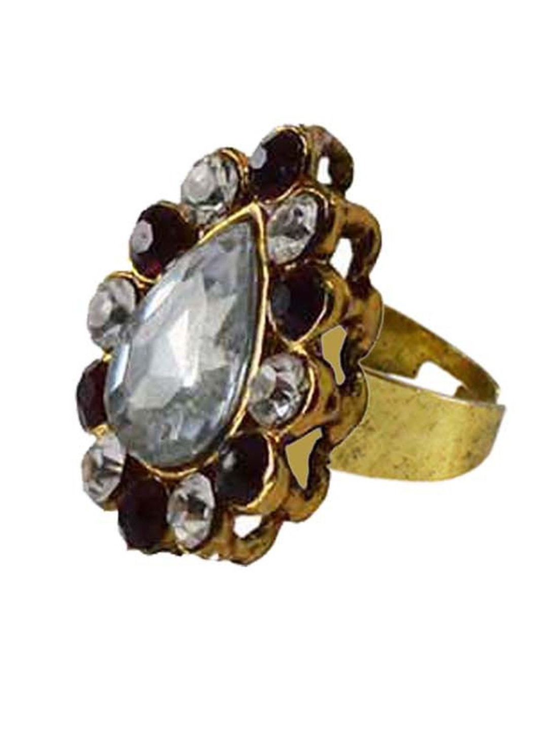 Vidhya KanganWomen Gold Platted White Adjustable Ethnic Finger Ring