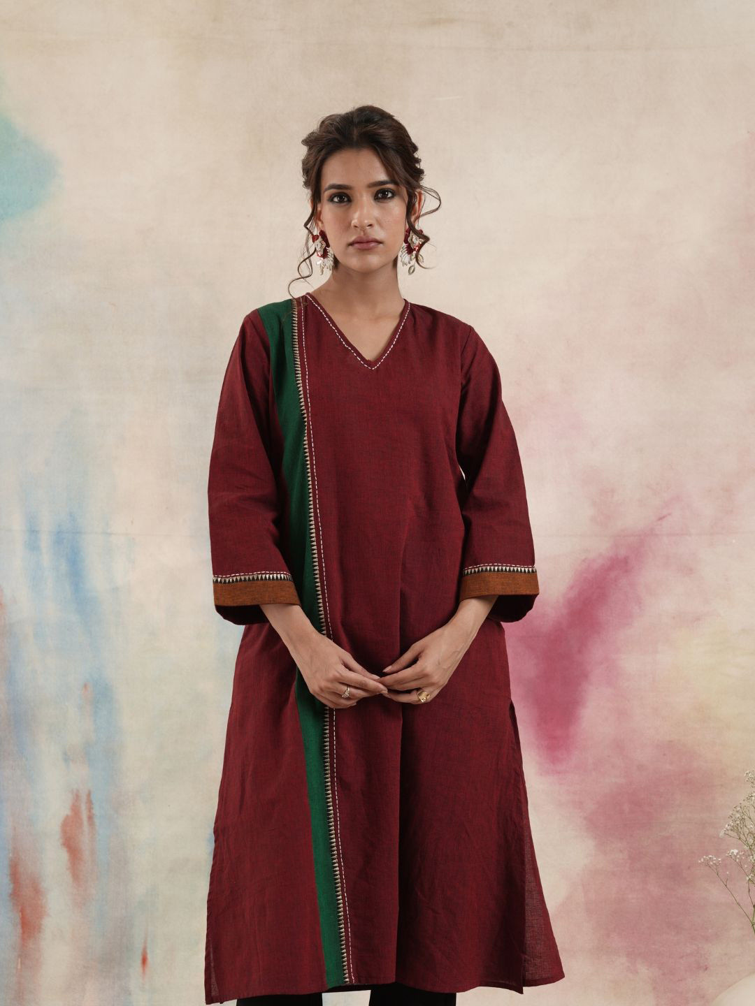 SAKU Women Solid Festive Cotton Straight Kurta