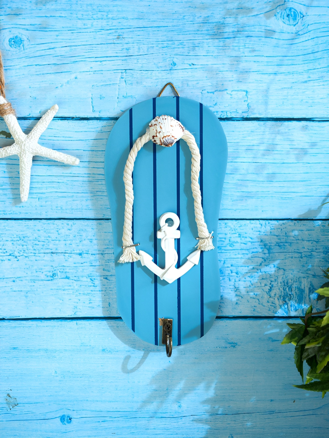 eazy wagon Blue & White Slipper Shaped Arch Beach Wall Hooks