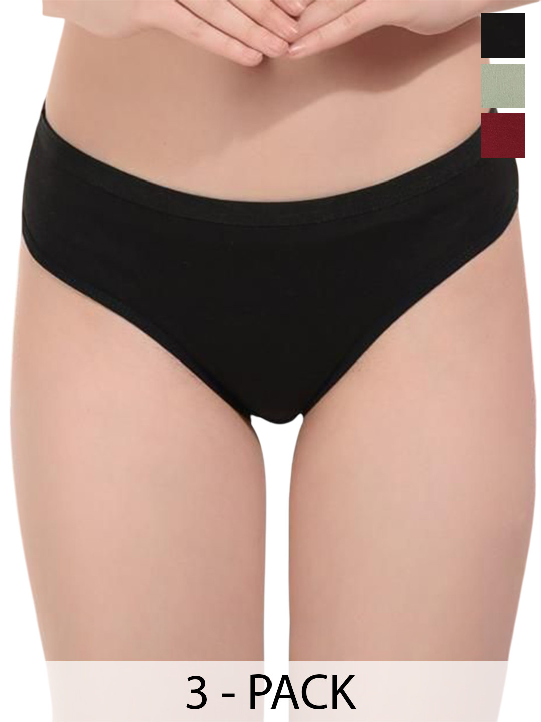 Moda Rapido Pack Of 3 Hipster Briefs MDRP-UMDRP-UG-KAMI-PNTY-Blk-Sggrn-Mrn-P3-S