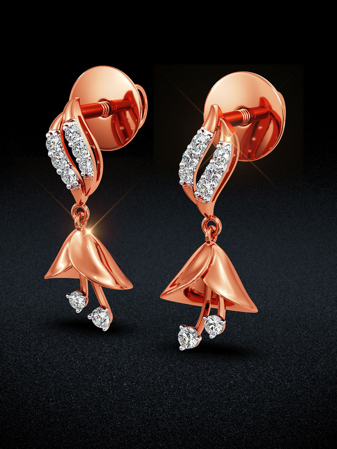 Joyalukkas Soft Bell Dangle Diamond Earrings
