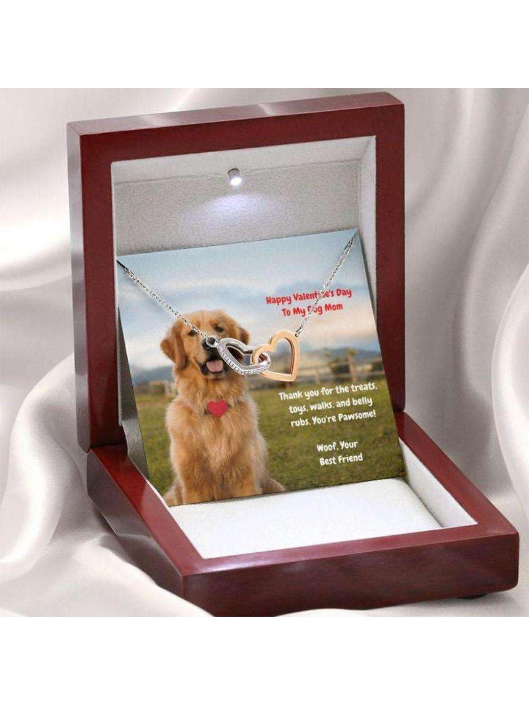 Sterling Silver Gift Dog Mom Necklace, Gift Necklace Message Card To My Golden Retriever Dog Mom Ha