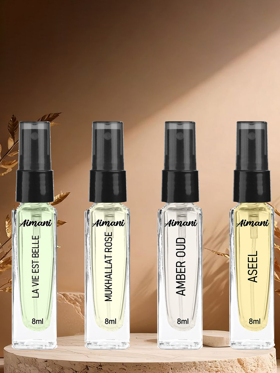 Aimani Set Of 4 Lavoe Mukhalla Trose Amber Oud & Aseel Perfume - 8 ml Each