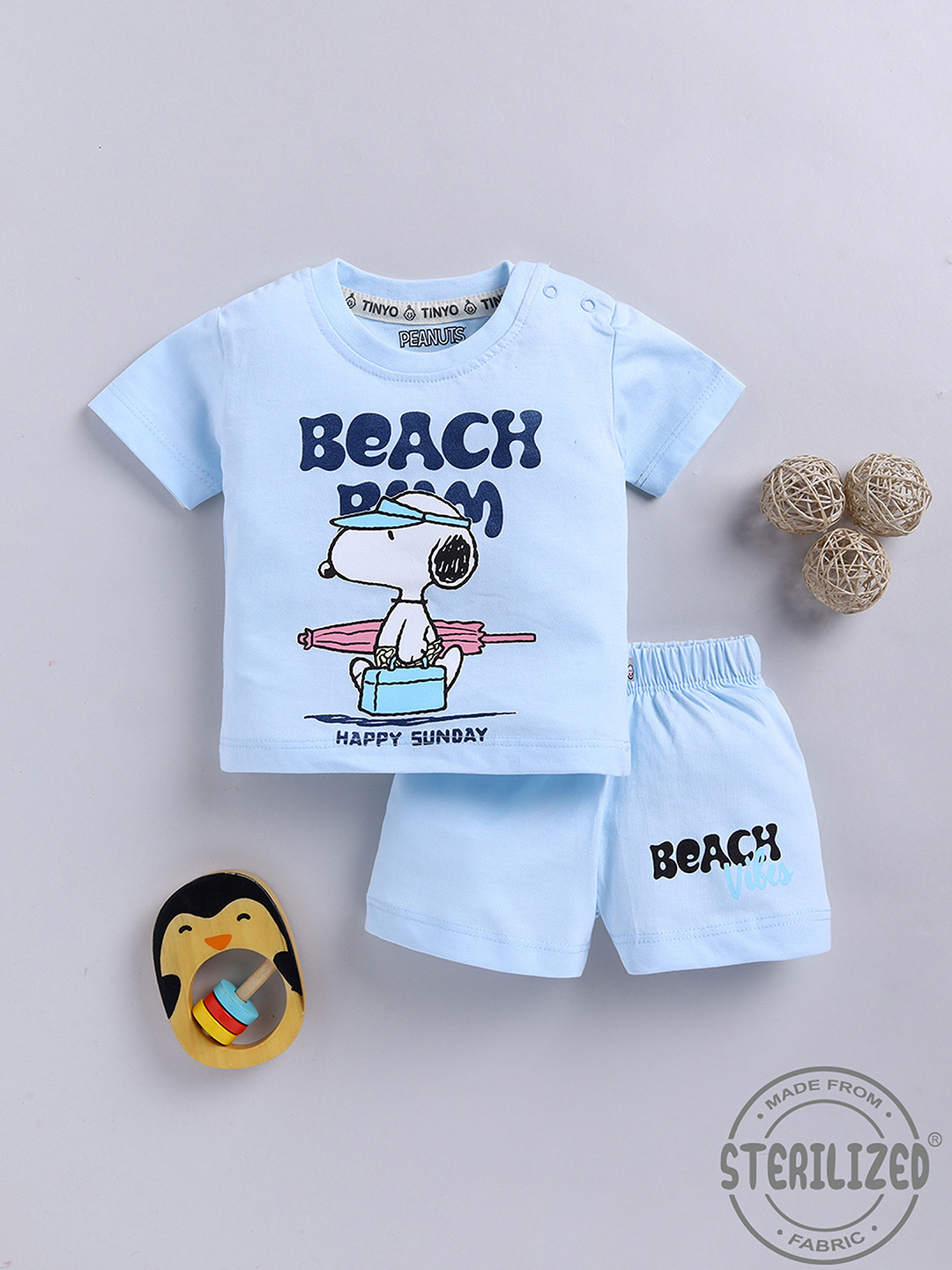 YK X Tinyo Infant Boys Peanuts Printed T-shirt with Shorts
