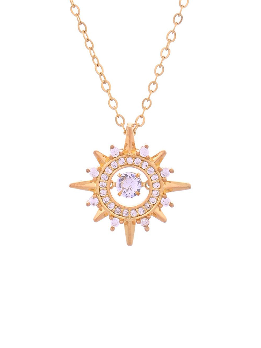 PASU FASHION Women Gold-Plated Circular Pendants with Chains
