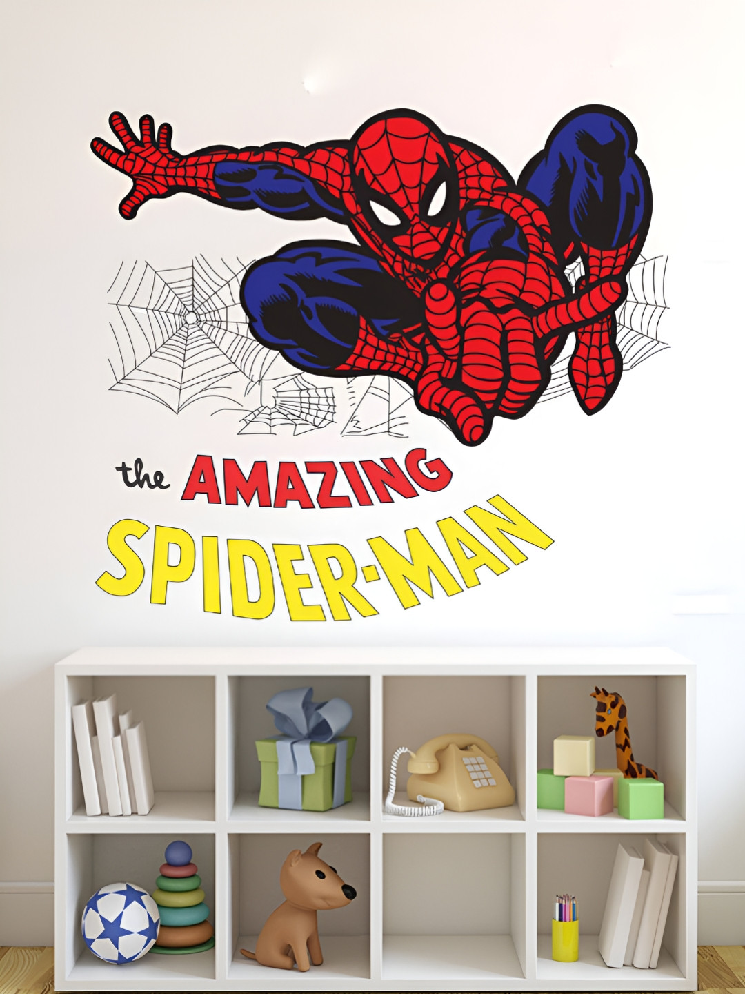 LANSTICK Red & Blue Spider Man Printed Waterproof Wallpaper
