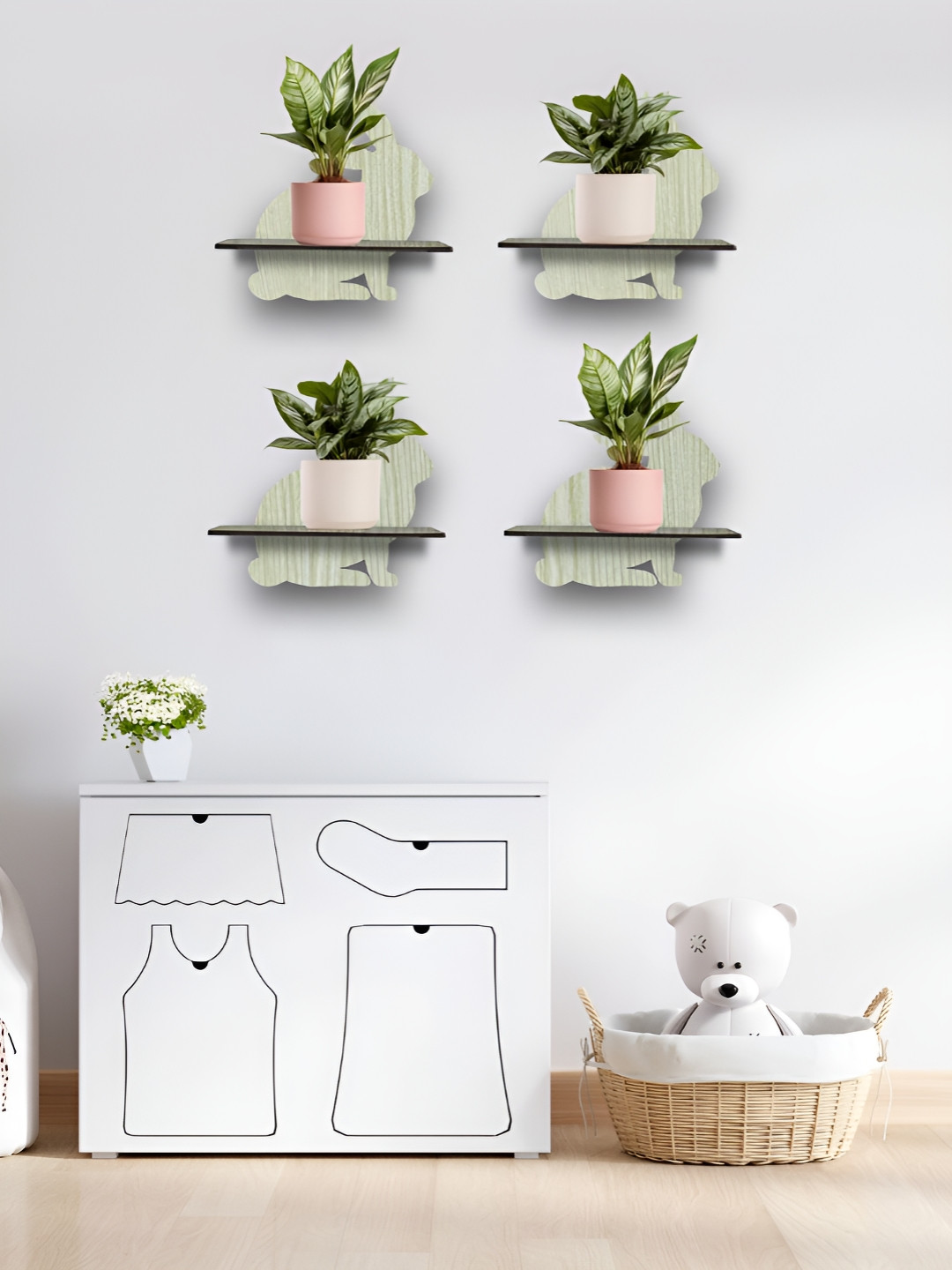 OLIVE TREE Black & Cream 4 Pieces Planter Stands