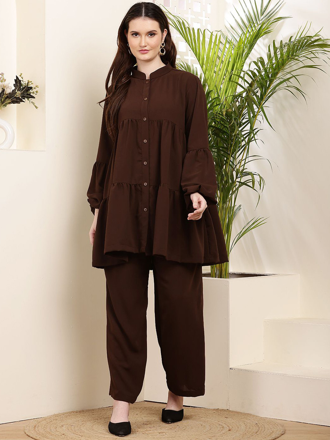 Tawakkul Clothes Mandarin Collar Shirt & Trousers Co-ords
