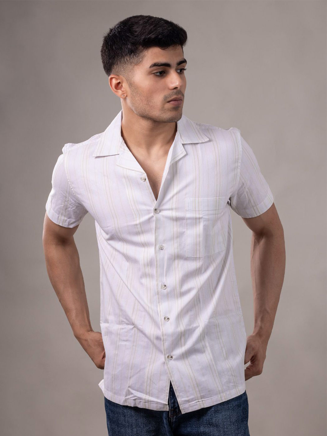 Suture Craft India Slim Pin Striped Slim Fit Pure Cotton Shirt