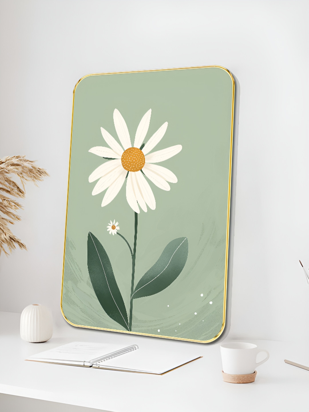 Livin'luxe Green & Off White 1 Piece Wooden Daisy Flower Wall Art