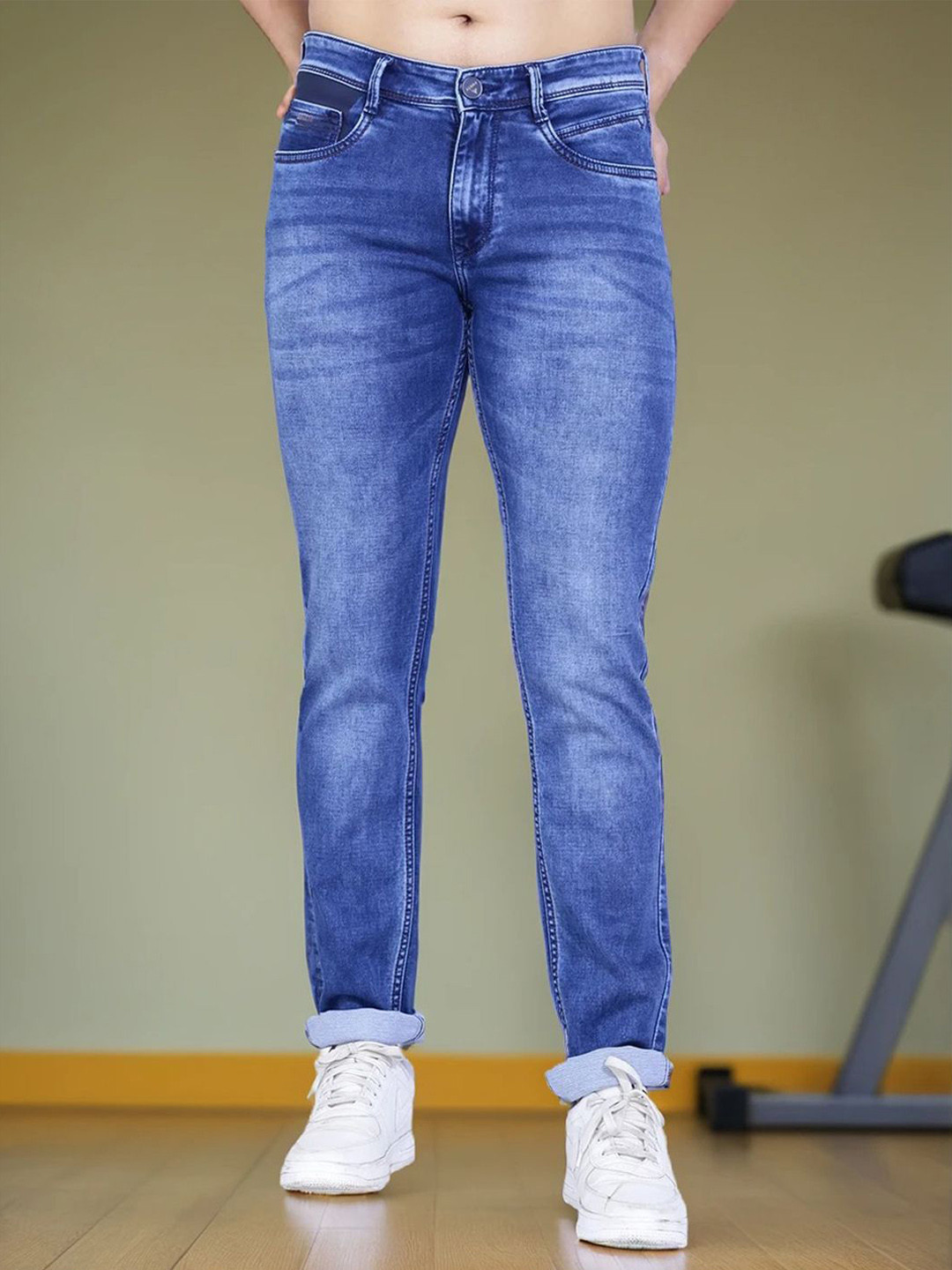 AWACK Men Eton Boy Regular Fit High-Rise Pure Cotton Light Fade Stretchable Jeans