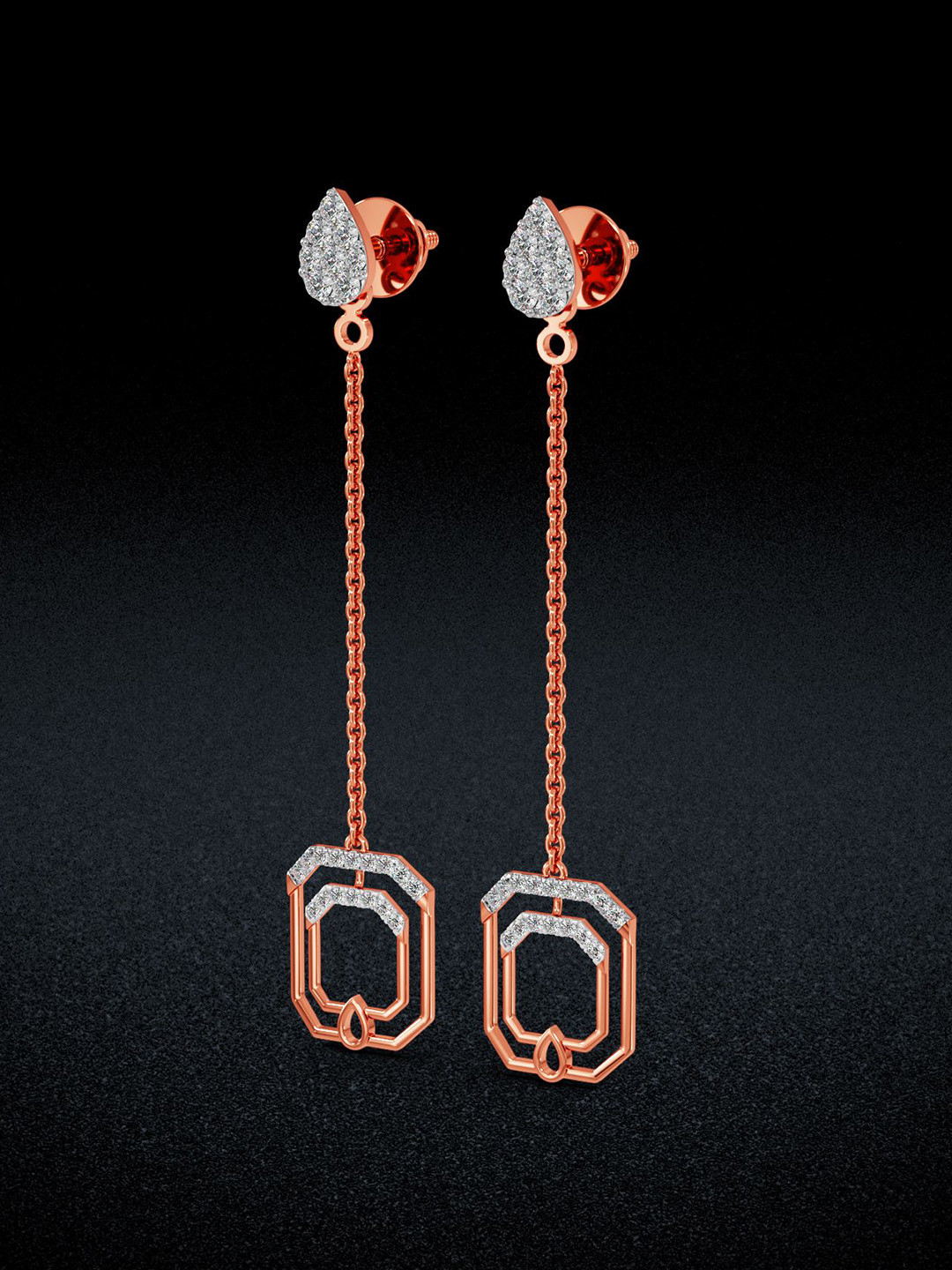 Joyalukkas Concentric Octagon Diamond Drop Earrings