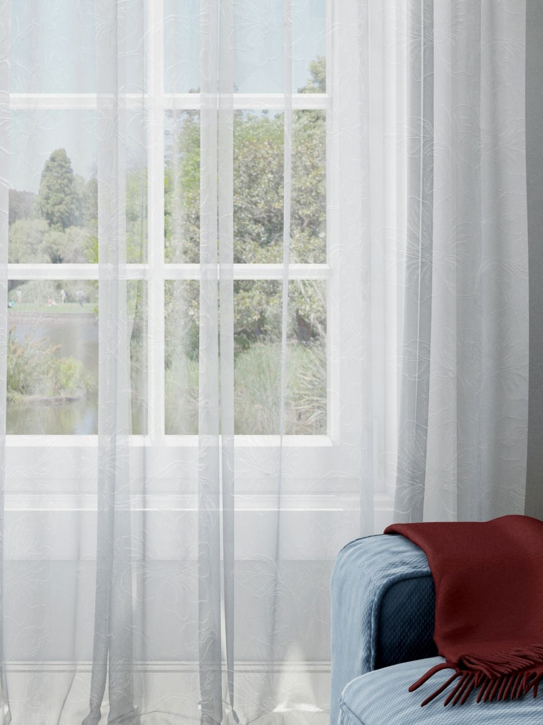 Parda Online White Sheer Long Door Curtain