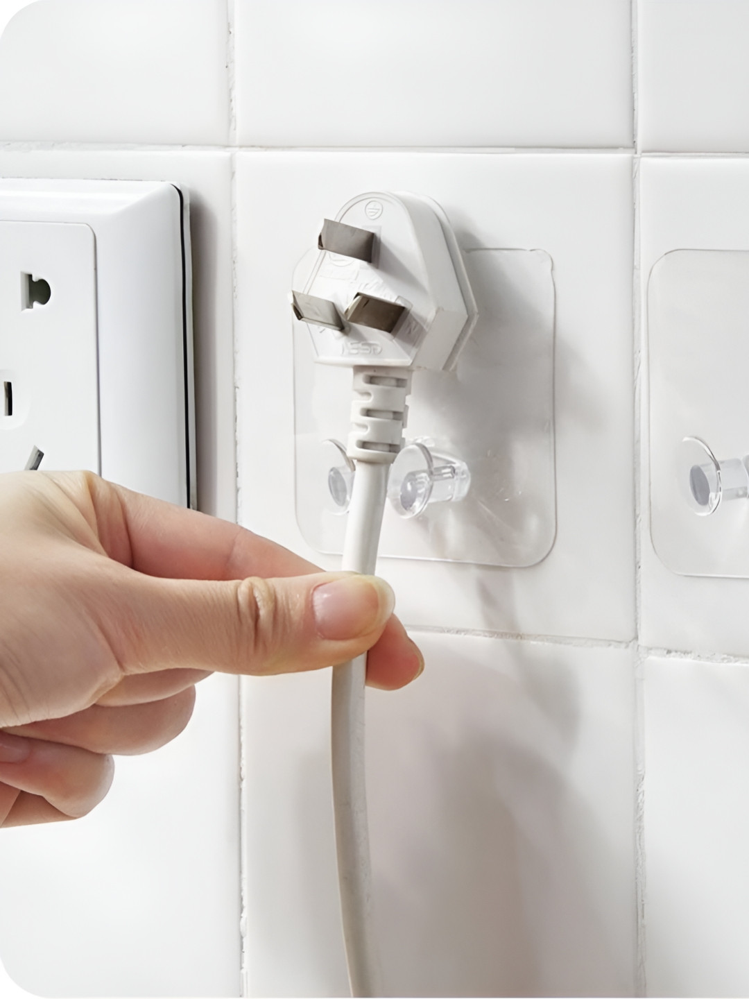 upkaranwale White Adhesive Wall Hooks
