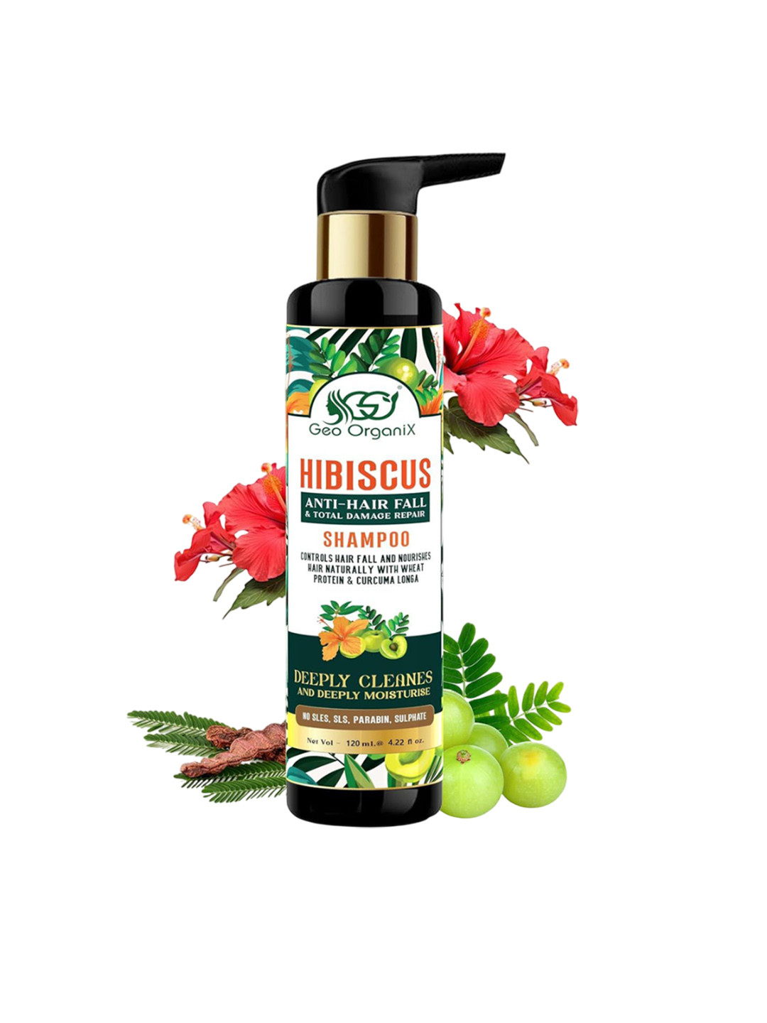 Geo OrganiX Hibiscus Shampoo For Anti Hair Fall- 120 ml