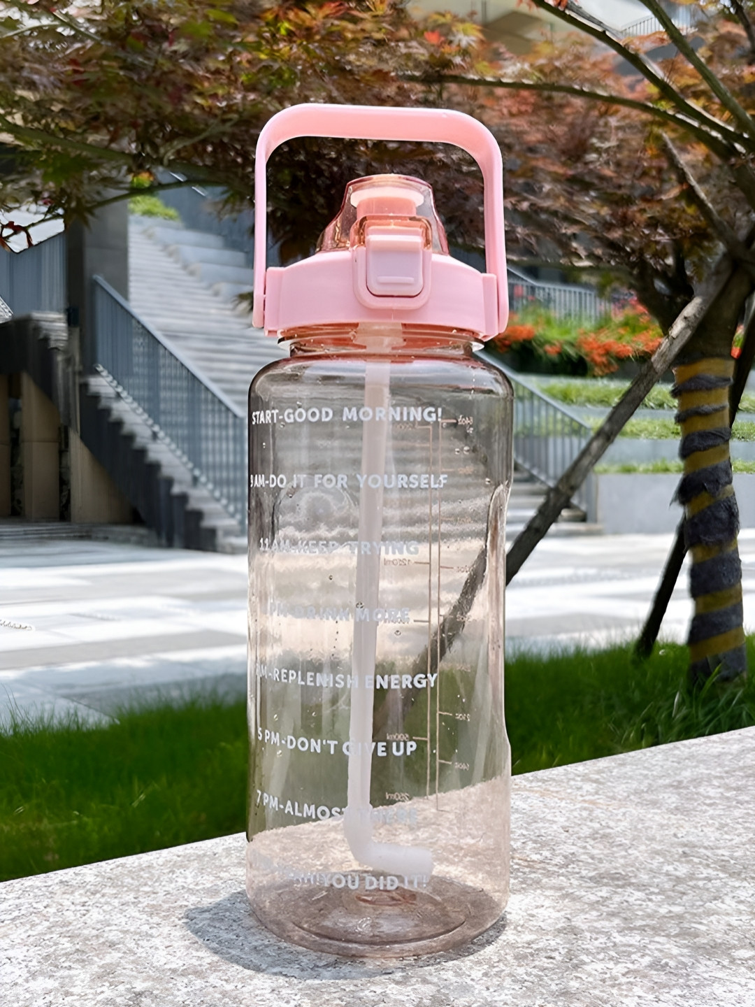 Aura Pink Typography Printed Water Bottle-2000ml