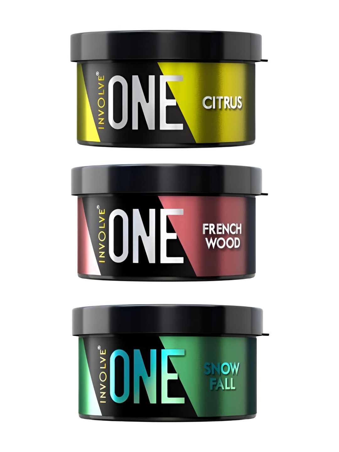 INVOLVE Pack Of 3 Frenchwood Citrus & Snowfall Car Air Freshener - 40 g Each