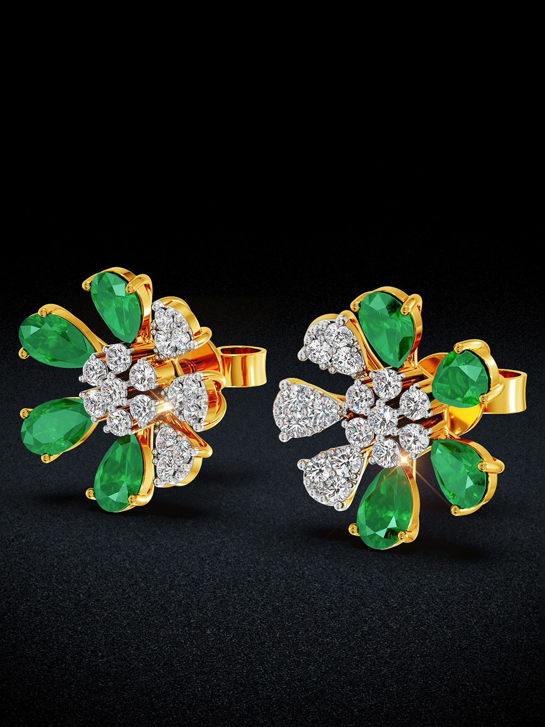 Joyalukkas Emerald Bloom Diamond Earrings