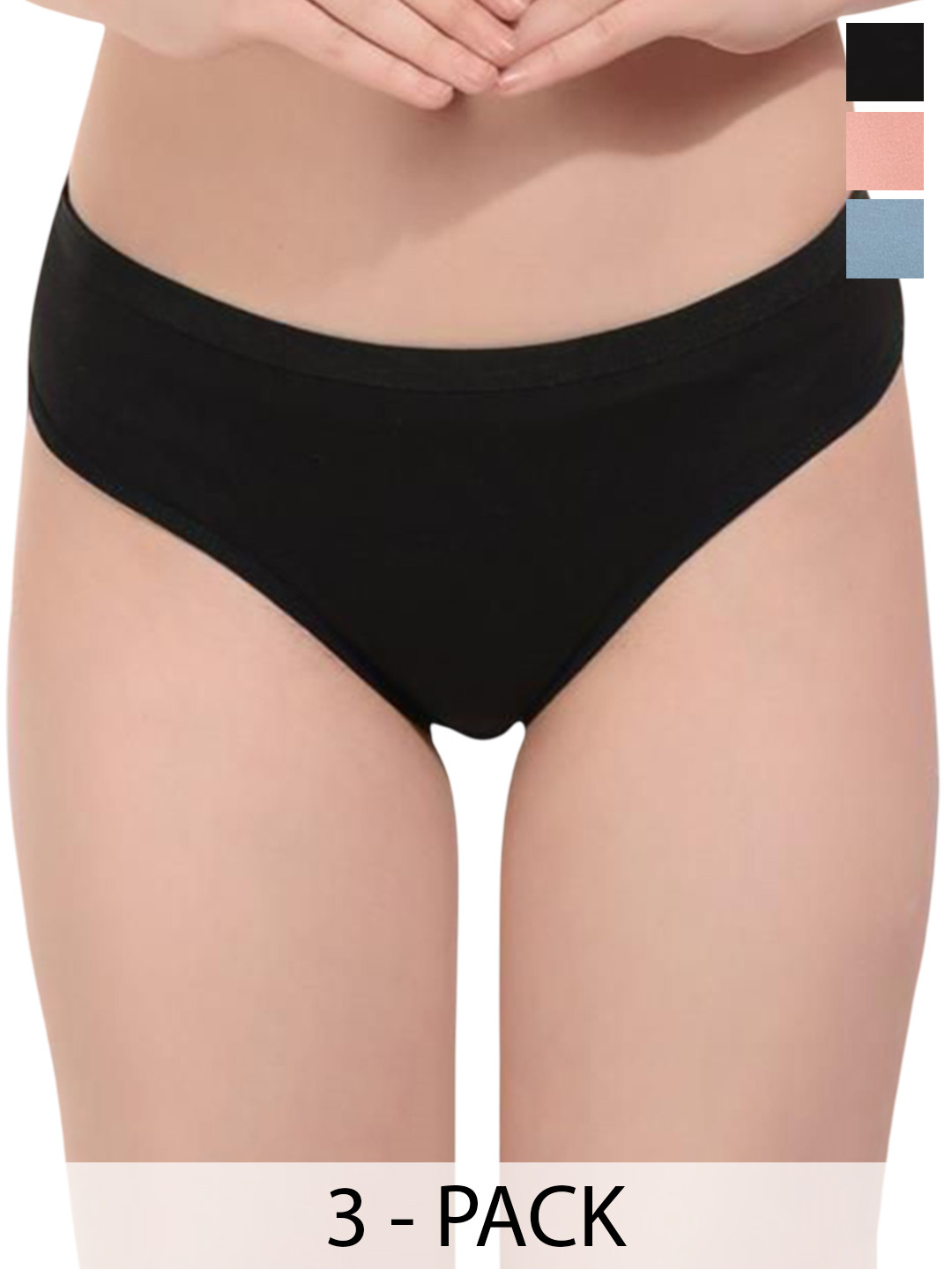 Moda Rapido Pack Of 3 Hipster Briefs MDRP-KAMINI-Panty-BlkIcePch-P3-S