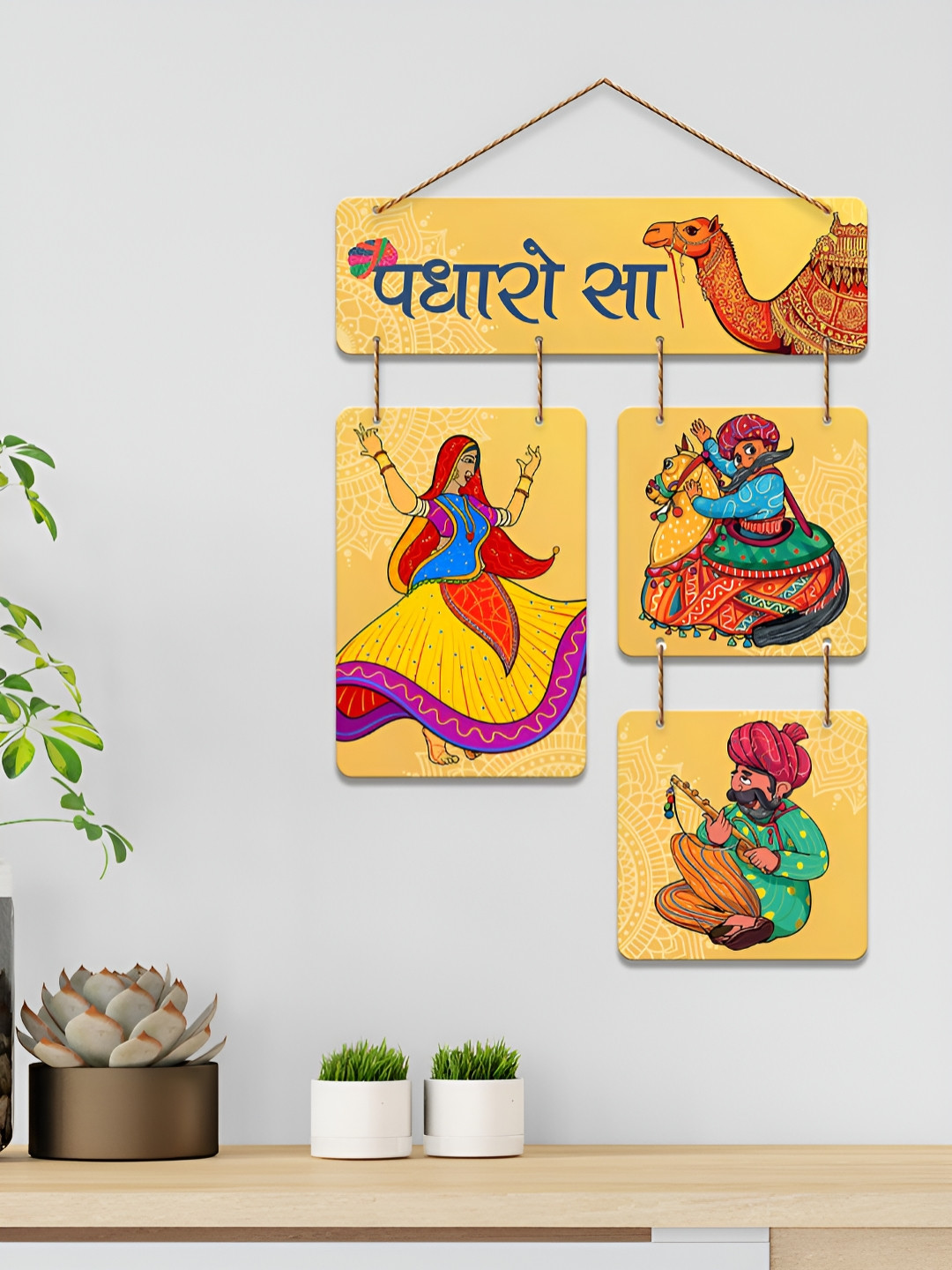 ArtVibes Rajasthani Art MDF Natural Elements Matte Hanging Bedroom Signs and Plaques-21In