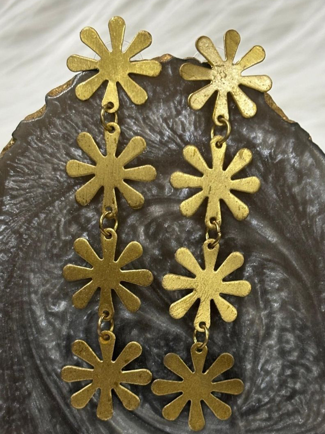 BDIVA Gold-Plated Snowflake Drop Earrings