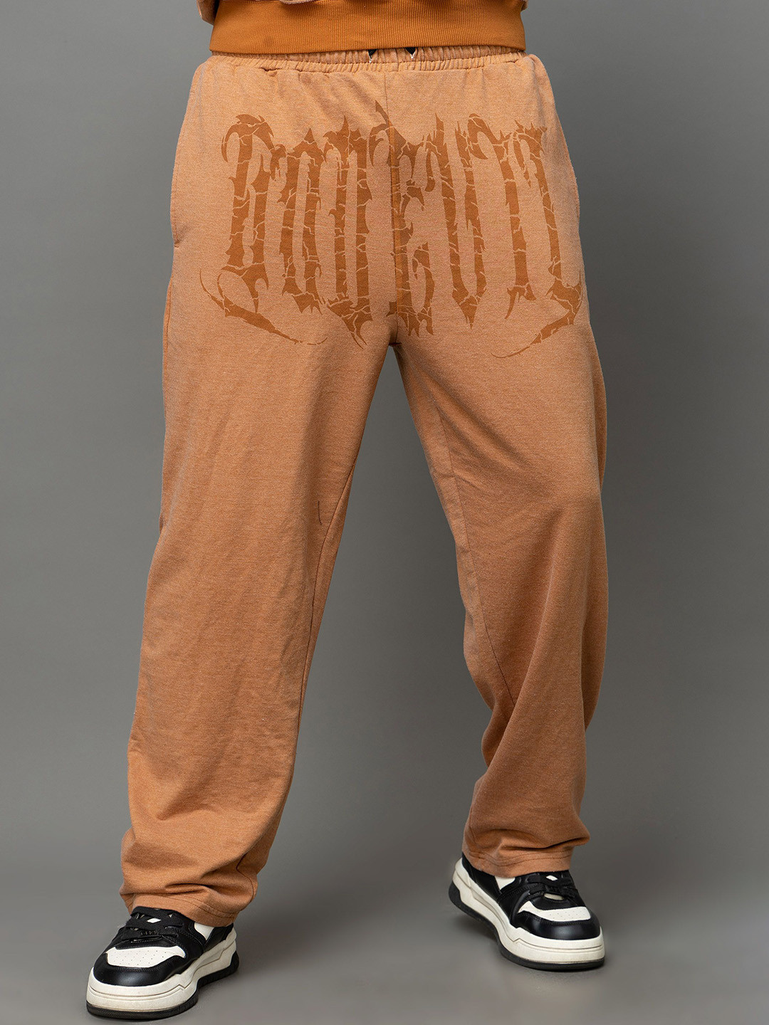 GO DEVIL Printed Rust Orange Jogger For Men