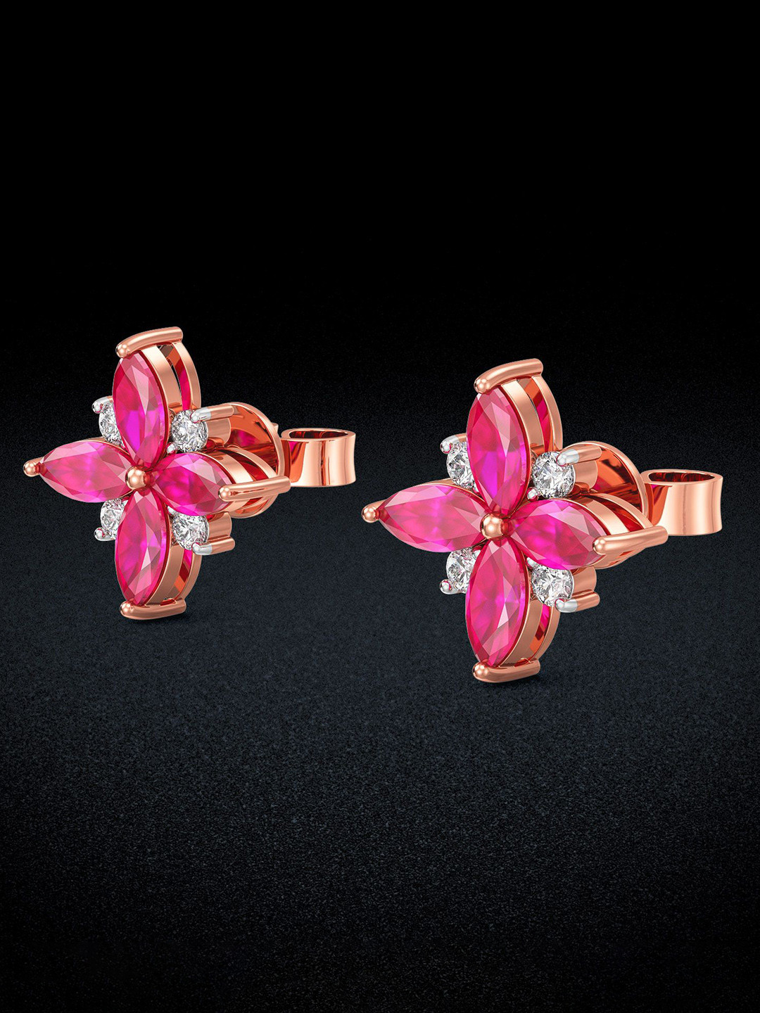 Joyalukkas Ruby Bloom Diamond Earrings