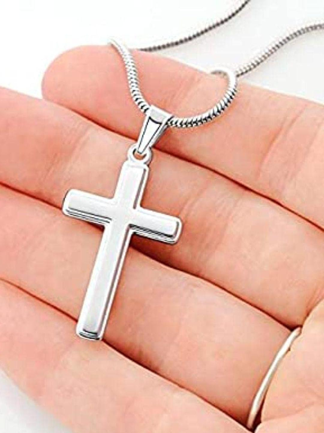 Rakva Sterling Silver Silver-Plated Cross Chain