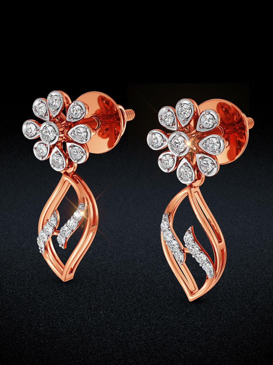 Joyalukkas Whimsical Leafy Glow Diamond Earrings