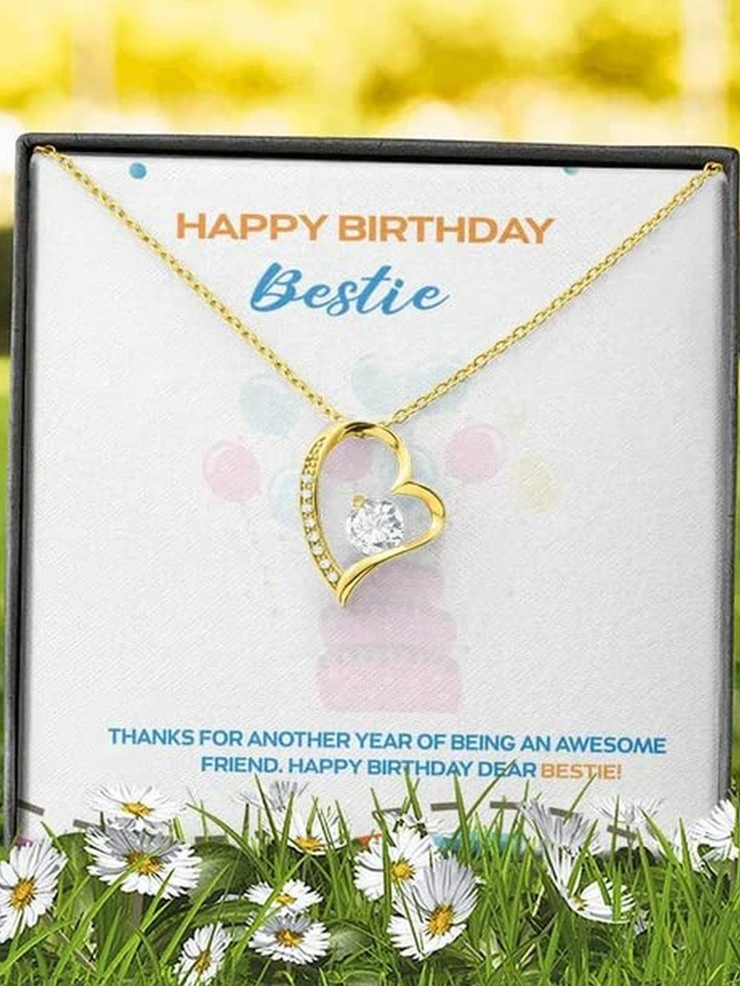 Sterling Silver Happy Birthday Gift for Female Bestie Female- | Necklace to Gift Women & Girls | Wi