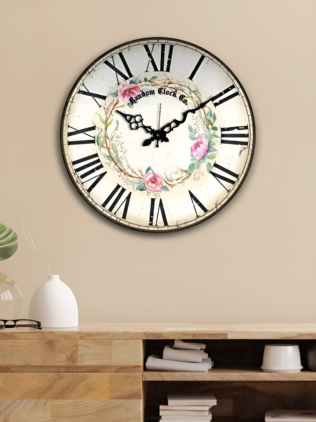 RANDOM White & Black Abstract Printed Analogue Contemporary Silent Wall Clock