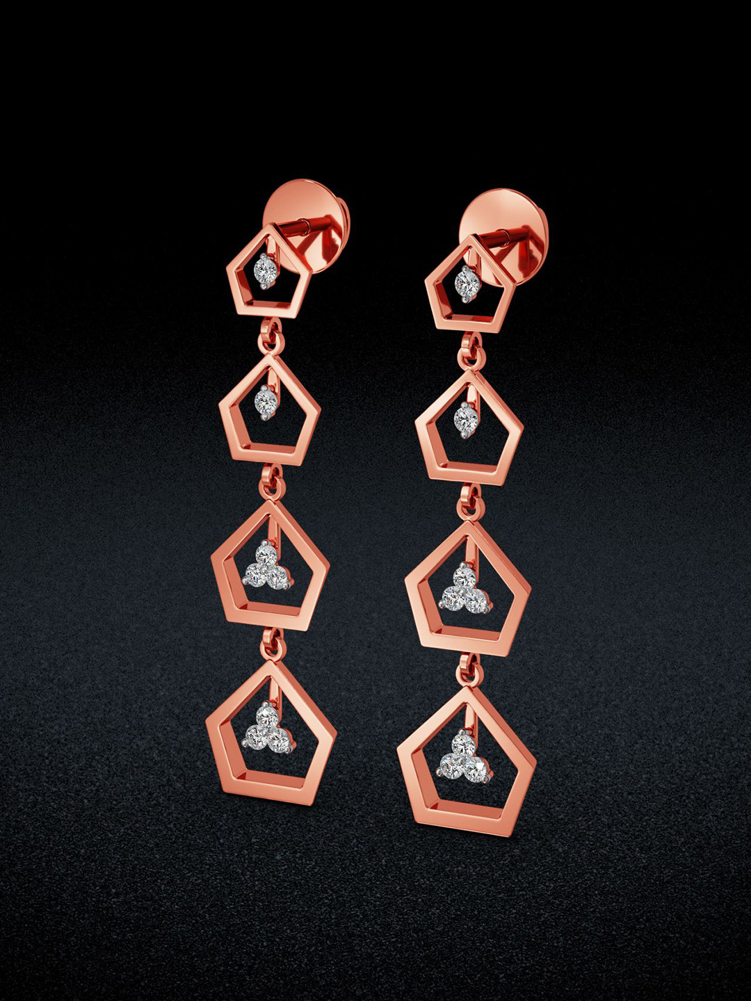 Joyalukkas Modern Pentagon Diamond Earrings