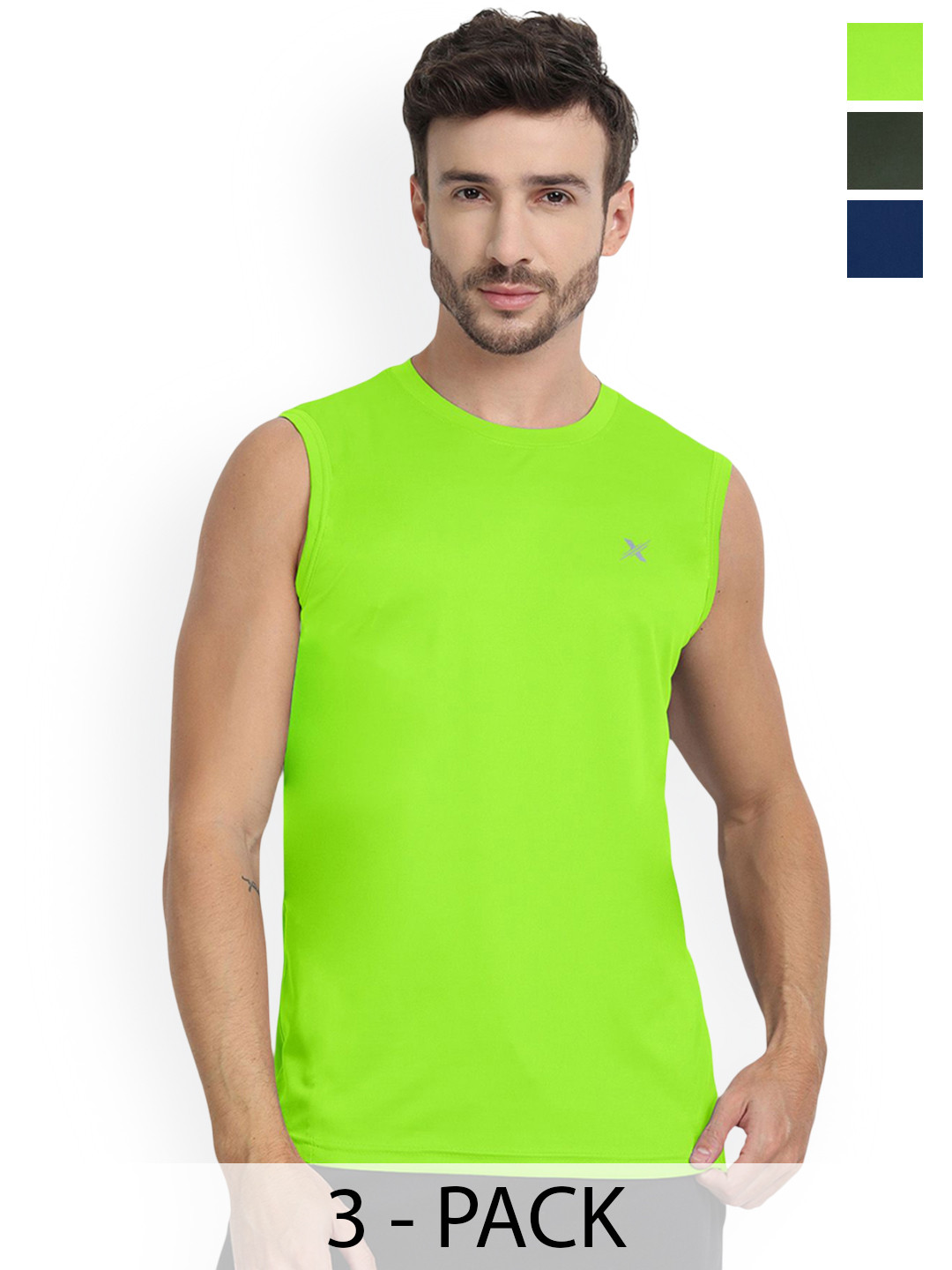 FTX Pack Of 3 Round-Neck Sleeveless Breathable Basic Innerwear Vests- 788_1-788_3-788_5_S