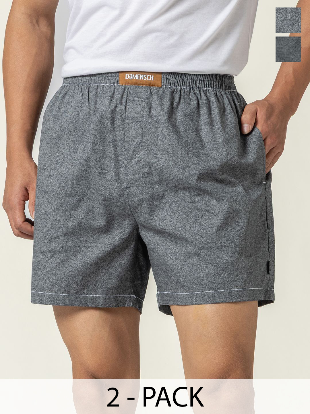 DAMENSCH Pack of 2 Ultra Light Relaxed Fit Pure Cotton Jean-Z Boxers-DACHBOXR113501839