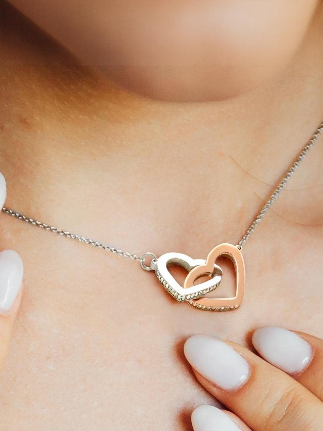 Rakva Women Sterling Silver Zircon Studded Heart Shaped Necklace