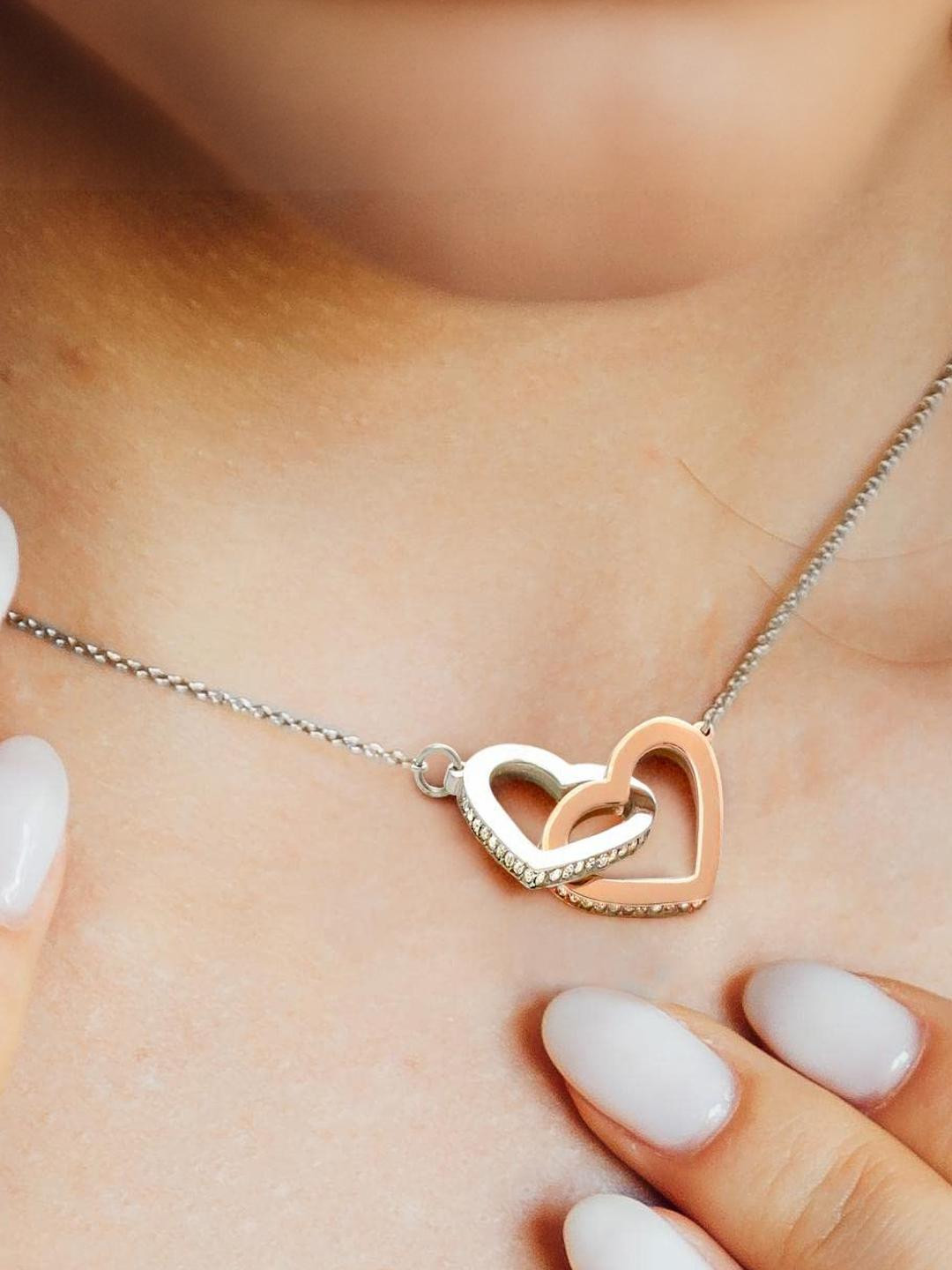 Rakva Sterling Silver Silver-Plated Heart shape Necklace with Zircon stone
