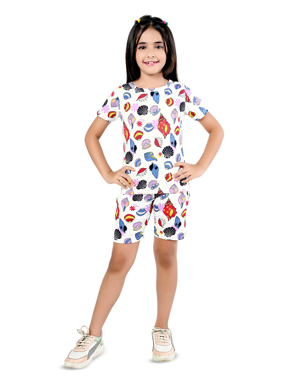 Arshia Fashions Girls Printed Short Sleeves T-shirt With Shorts