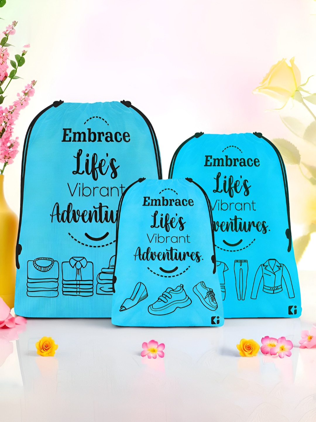 Aura Blue & Black 3 Pieces Reusable Multi-Utility Organisers